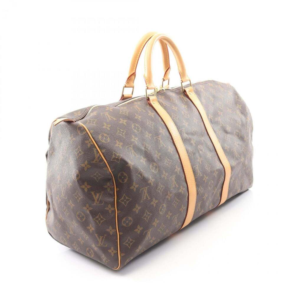 LOUIS VUITTON Brown Monogram Leather Keepall 50 Boston Bag - Picture 2 of 9